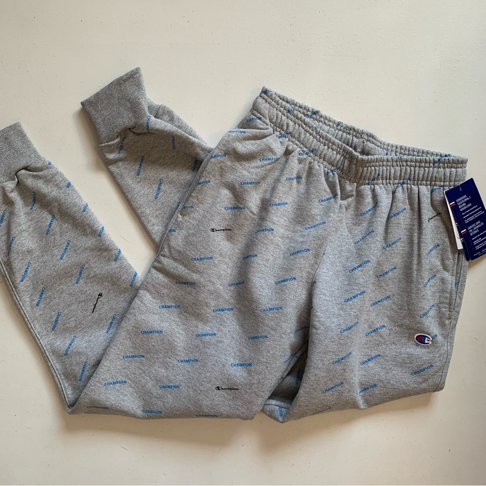 Champion Men’s Grey Power Blend Logo Jogger Sweatpants Size Small NWT